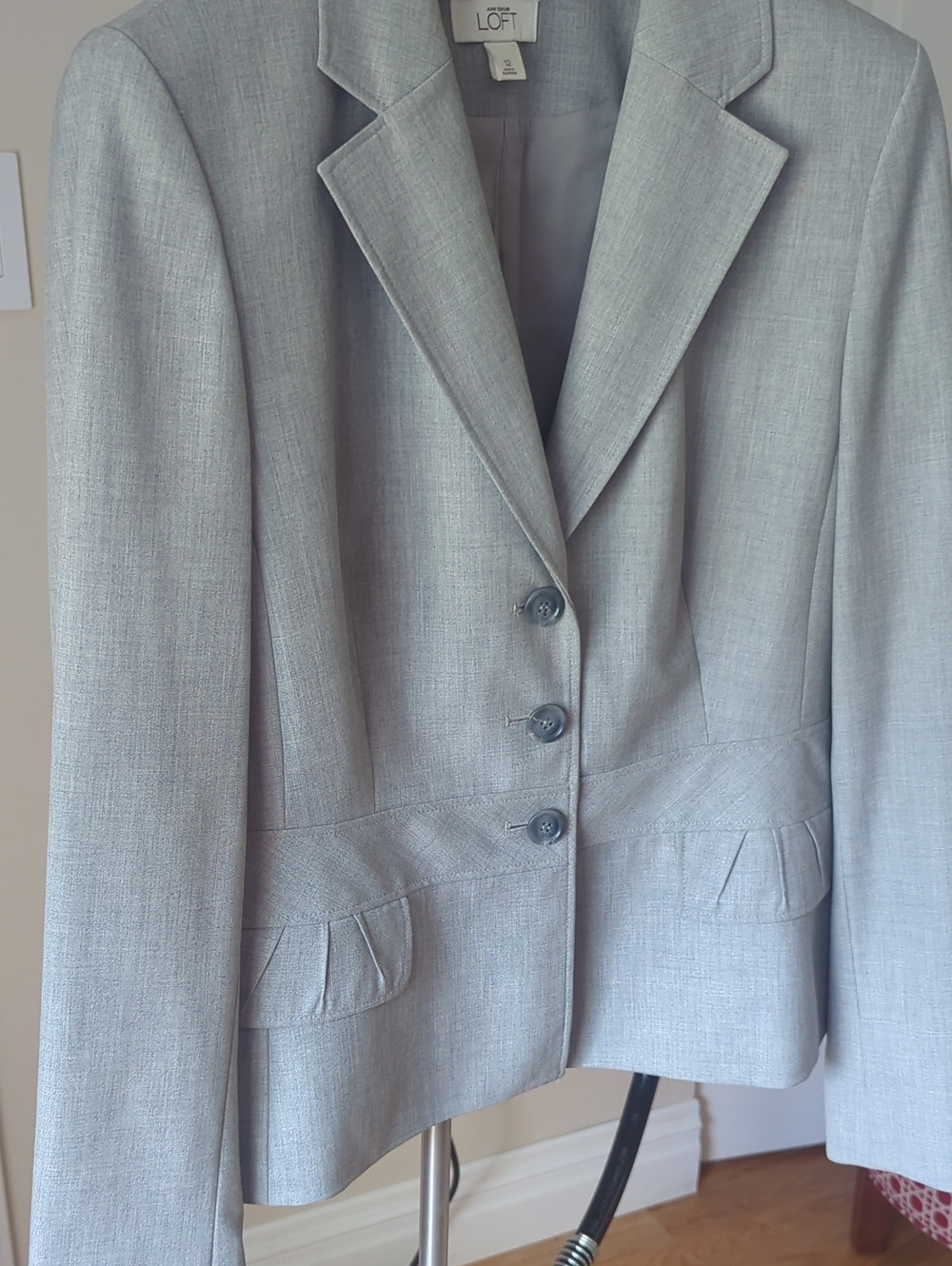 LOFT Light Gray Women's Tailored Peplum Jacket
